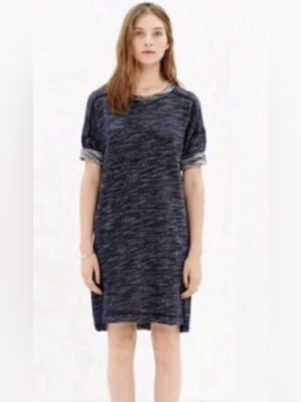 Madewell Marled Knit T Shirt Dress Navy Blue Relaxed Small